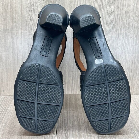 Gentle Souls Sandals Women Sz 6.5M Osaka Rama Cross Strap Leather Zip Heel Black - Picture 9 of 10